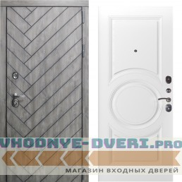 Заводские двери Винорит GREY OAK с черной патиной - Неаполь Белый софт