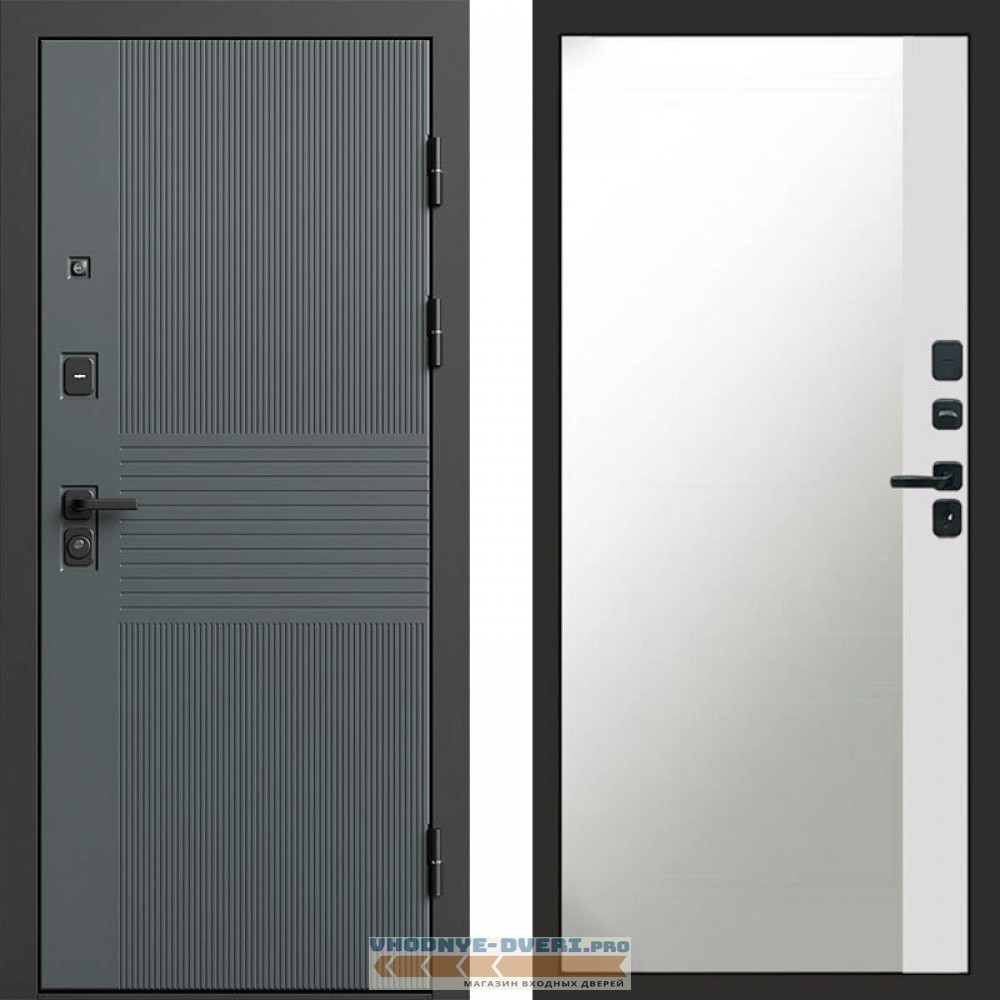 Входная дверь Селект Зеркало фацет белый софт