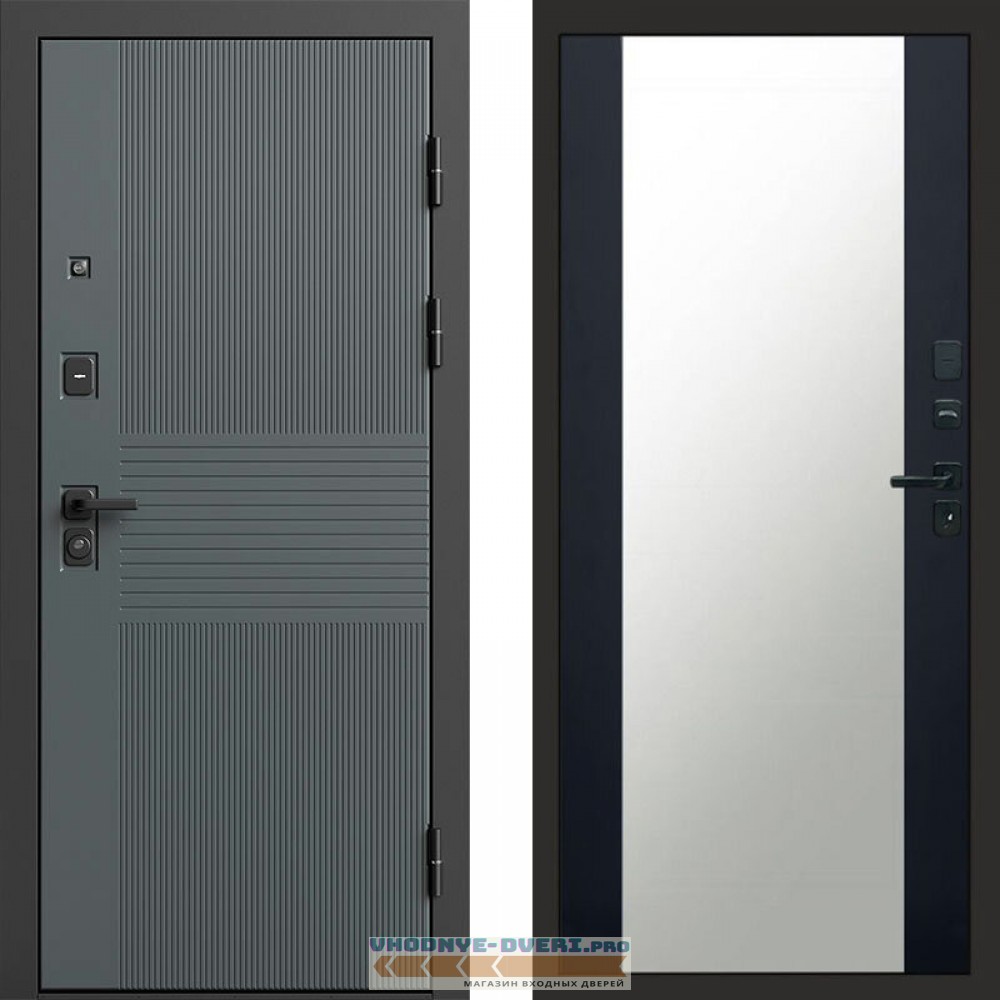 Входная дверь Селект Зеркало черный кварц+тонировка