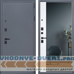 Стальная дверь АСД Беркут с зеркалом / белый матовый