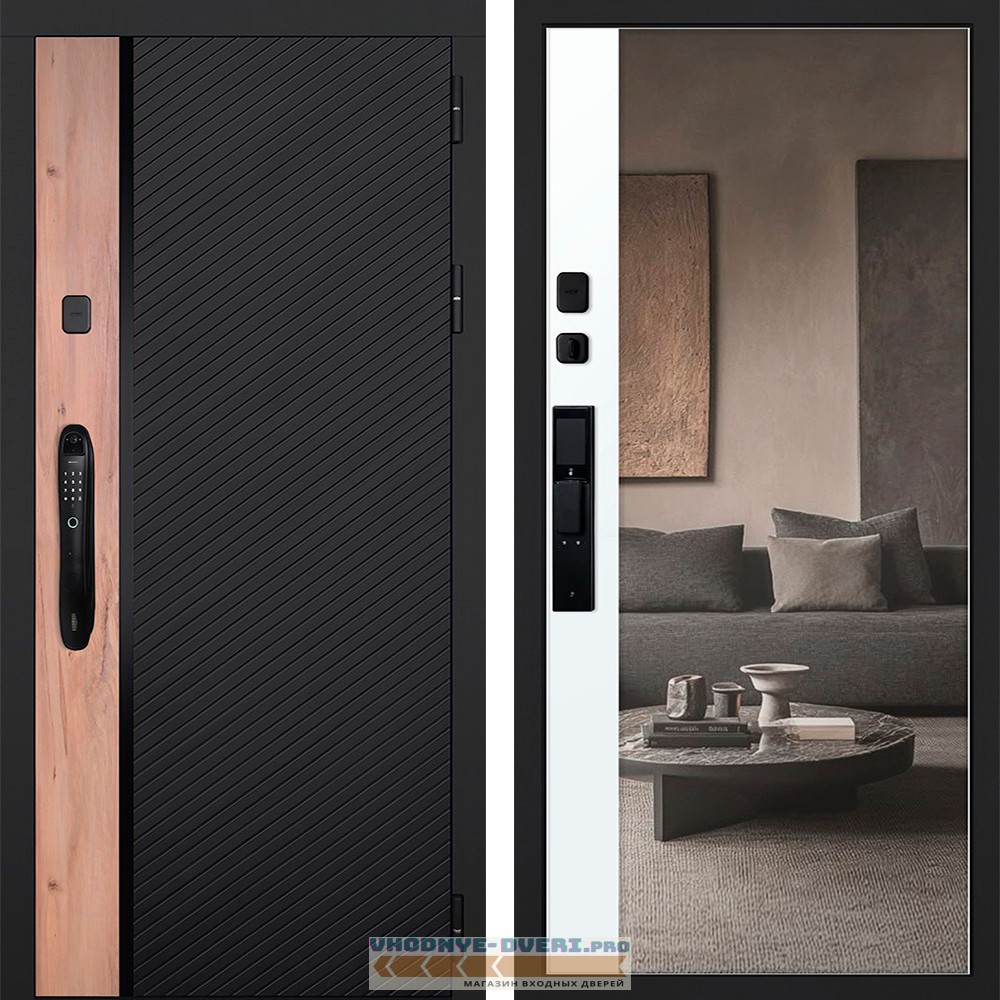 Стальная дверь "Фрегат" с зеркалом (биометрический замок Smart lock DZ 888)