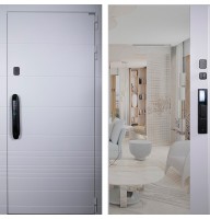 Стальная дверь "Горизонт" с зеркалом (биометрический замок Smart lock DZ 888)