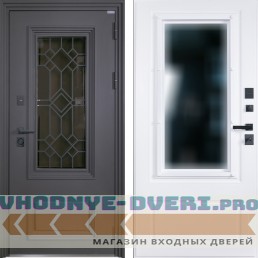 Стальная дверь АСД "Ирбис" с окном и лазерной резкой (терморазрыв 3к)