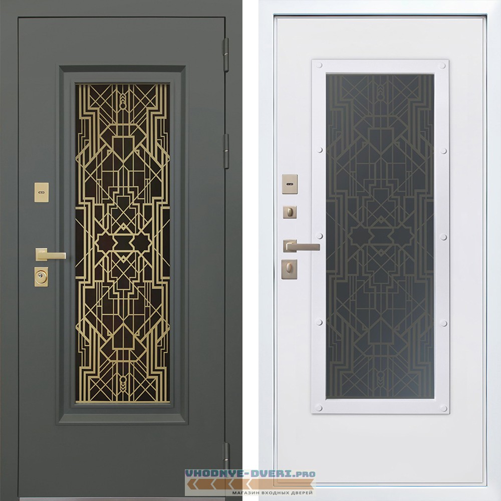 Стальная дверь АСД "Изумруд" с окном и лазерной резкой (терморазрыв 3к)