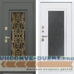 Стальная дверь АСД "Изумруд" с окном и лазерной резкой (терморазрыв 3к)