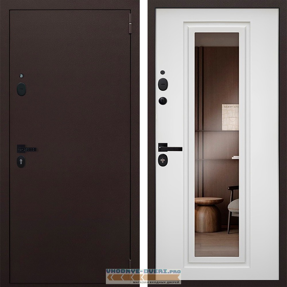 Стальная дверь "Комфорт" с зеркалом (биометрическая дверная ручка Smart lock T888)