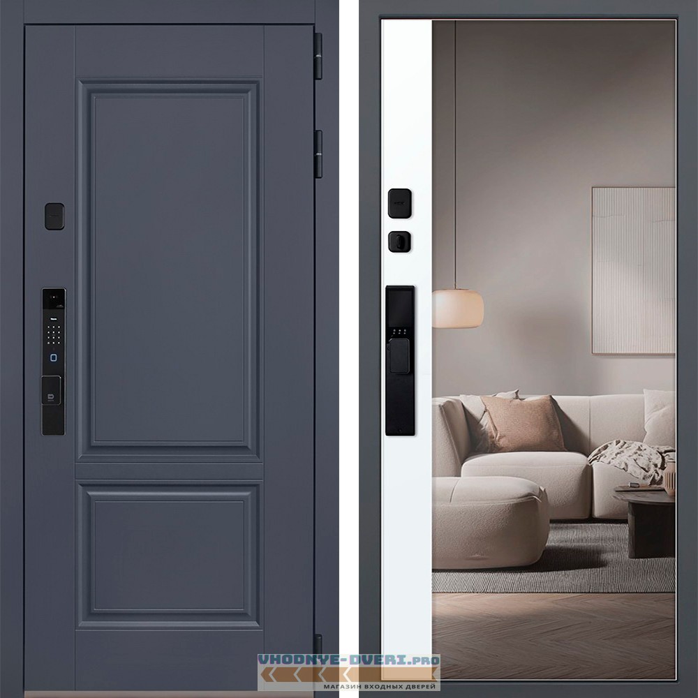 Стальная дверь "Ledo" с зеркалом (биометрический замок Smart lock К06)