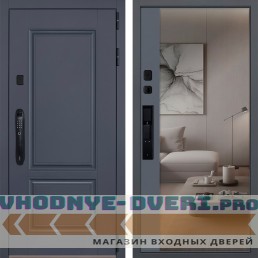 Стальная дверь "Ledo" с зеркалом графит (биометрический замок Smart lock DZ 888)