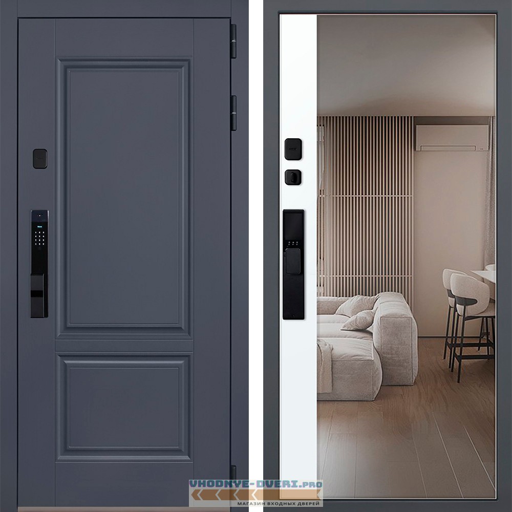 Стальная дверь "Ledo" с зеркалом (биометрический замок Smart lock Y23)