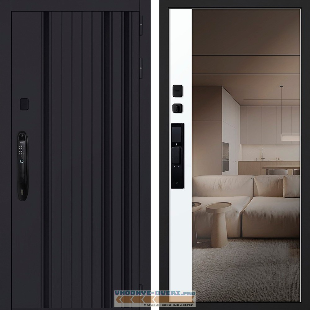 Стальная дверь "Solana" с зеркалом (биометрический замок Smart lock DZ 888)