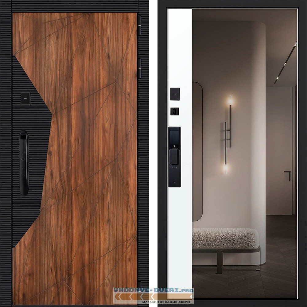 Стальная дверь "Сапсан" с зеркалом (биометрический замок Smart lock DZ 888)