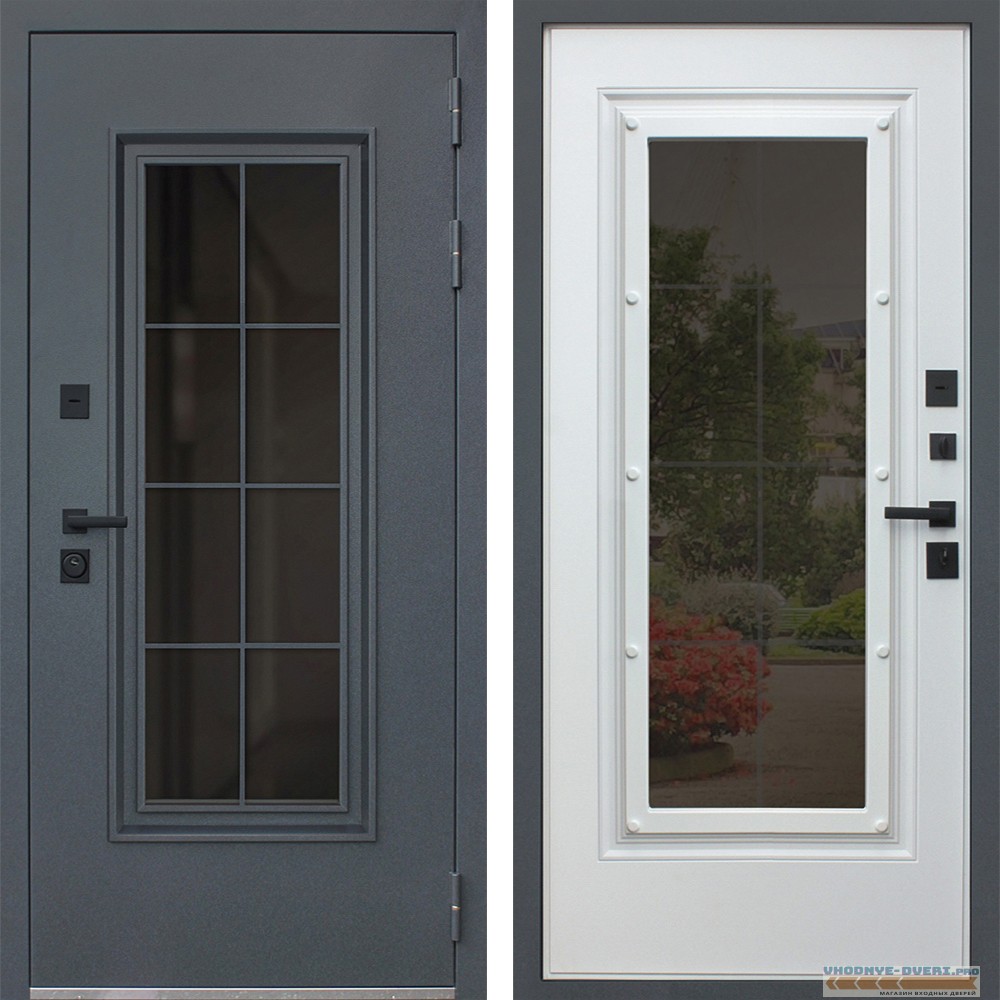Входная дверь АСД Titanium с окном и английской решеткой
