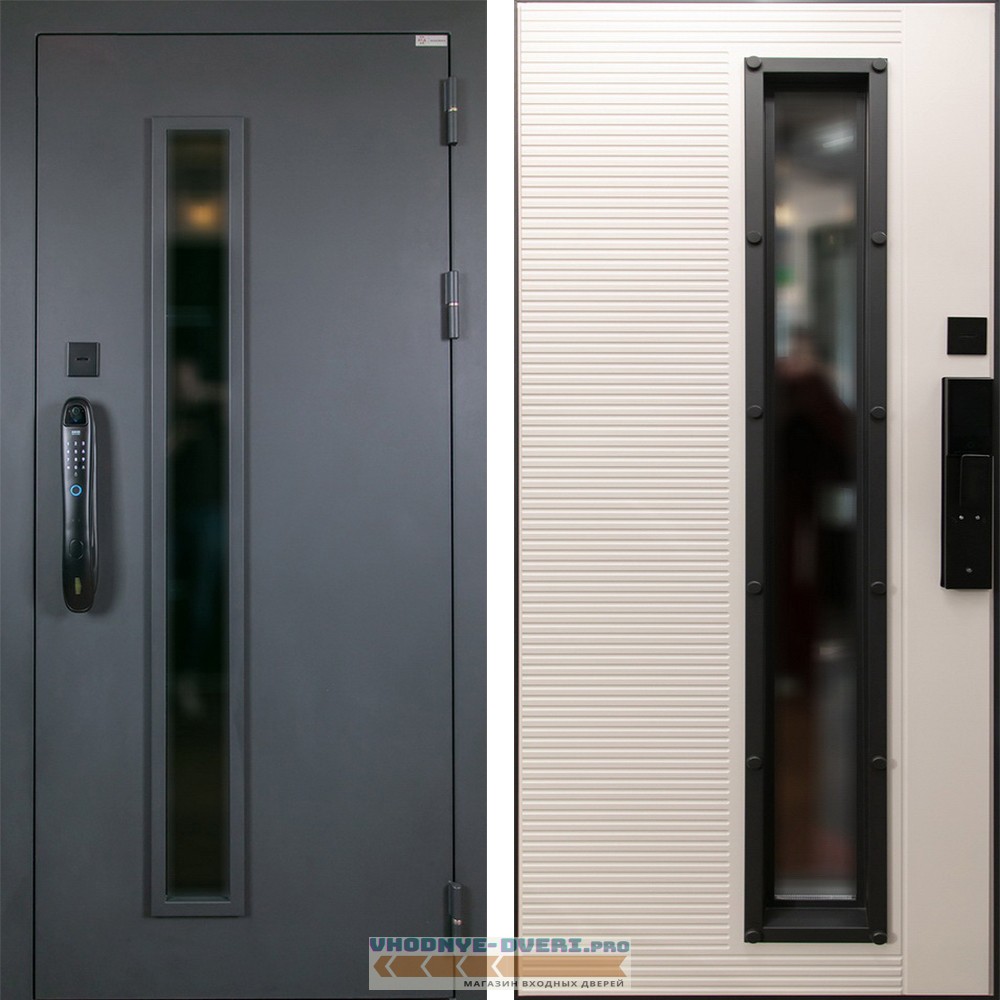 Стальная дверь "Trento" с окном (терморазрыв 3к) (биометрический замок Smart lock DZ 888)