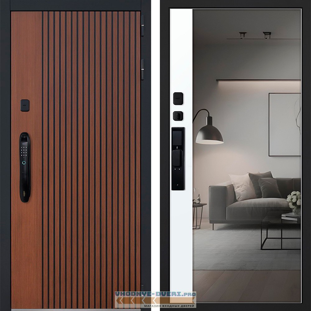 Стальная дверь "Velvet" с зеркалом (биометрический замок Smart lock DZ 888)
