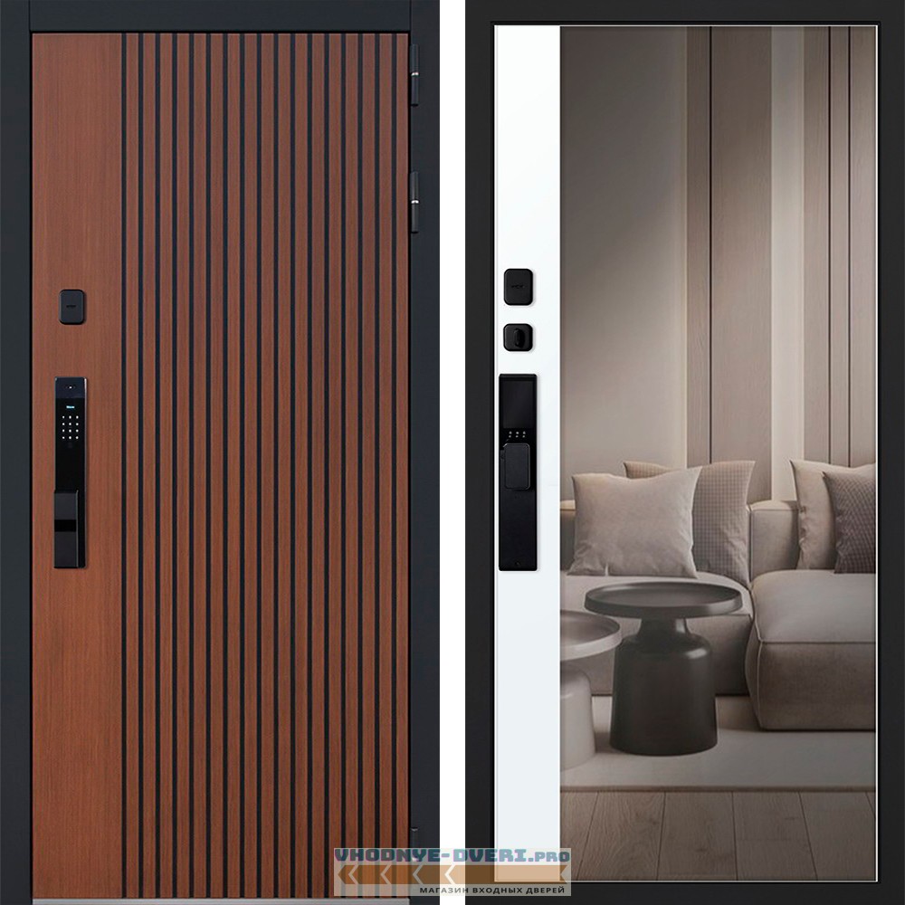 Стальная дверь "Velvet" с зеркалом (биометрический замок Smart lock Y23)