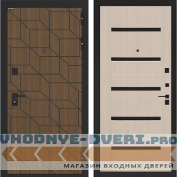 Входная дверь BN-03 Нео черное стекло Беленый дуб