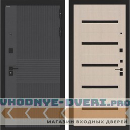 Входная дверь BN-05 Нео черное стекло Беленый дуб
