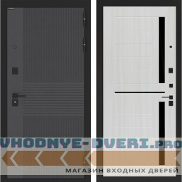 Входная дверь BN-05 Соренто черное стекло Сандал белый