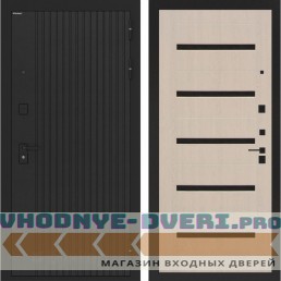 Входная дверь BN-06 Нео черное стекло Беленый дуб