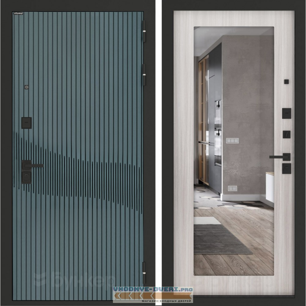 Входная дверь BN-13 с зеркалом ФЛЗ-603 Сандал белый