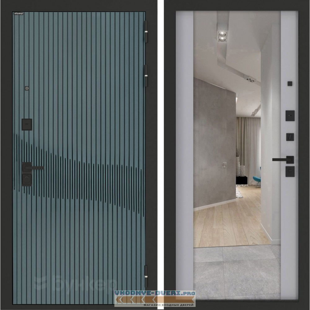 Входная дверь BN-13 с зеркалом ФЛЗ-1 Лайт грей софт