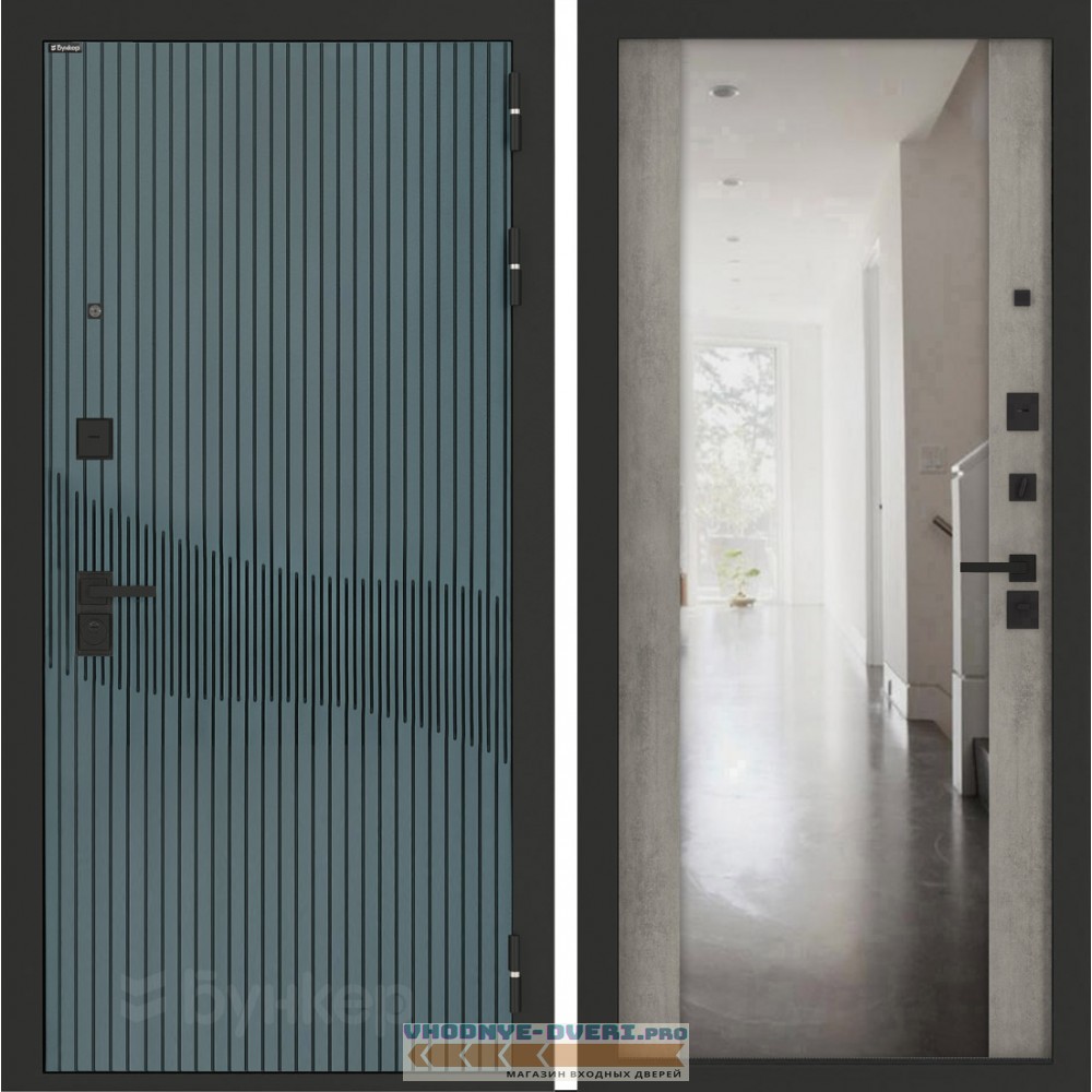 Входная дверь BN-13 с зеркалом ФЛЗ-1 Бетон серый (светлый)