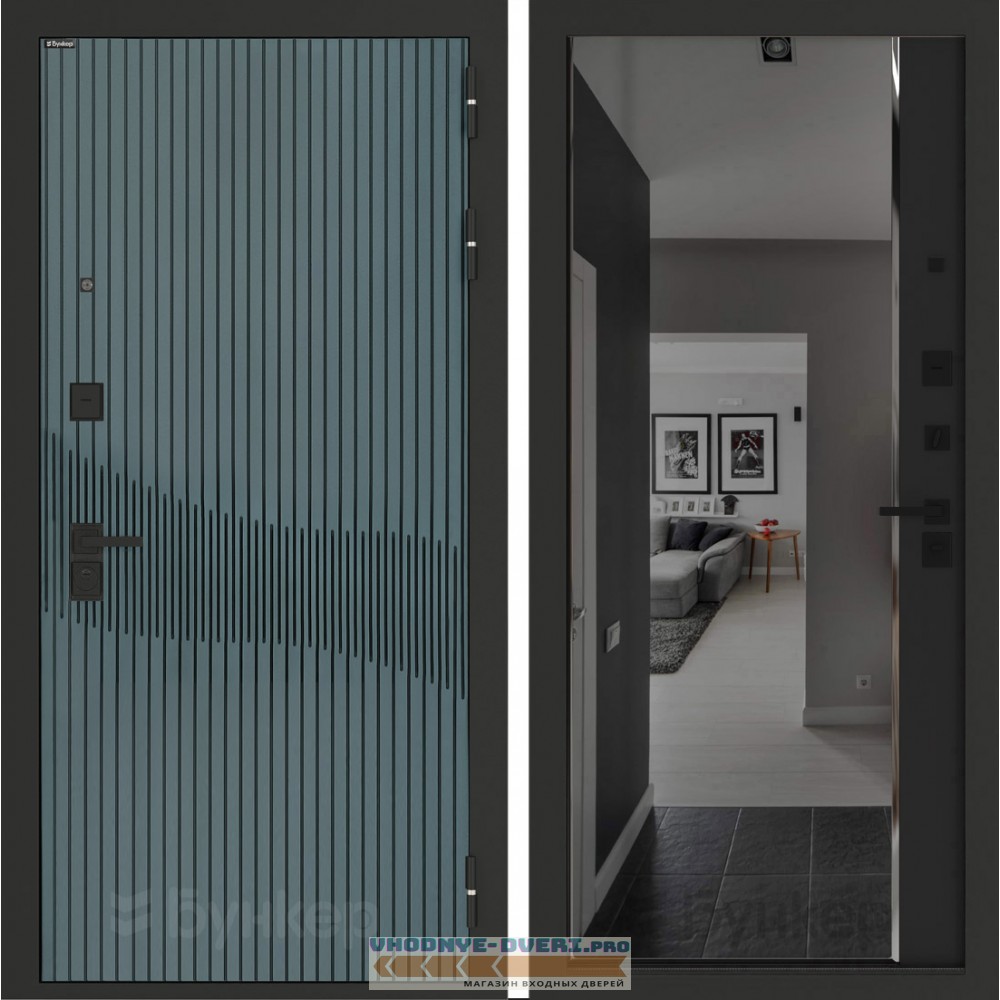 Входная дверь BN-13 с зеркалом (тонировка) ФЛЗ-618 Черный кварц