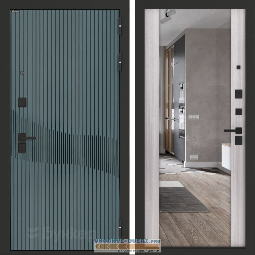 Входная дверь BN-13 с зеркалом ФЛЗ-1 Сандал белый