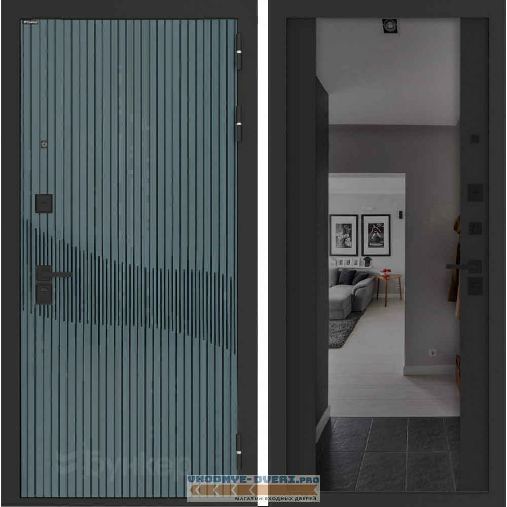 Входная дверь BN-13 с зеркалом (тонировка) ФЛЗ-1 Черный кварц