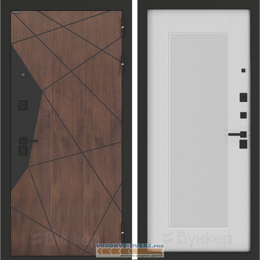 Входная дверь БН-14 с панелью АМСТРОД Белый софт рельеф