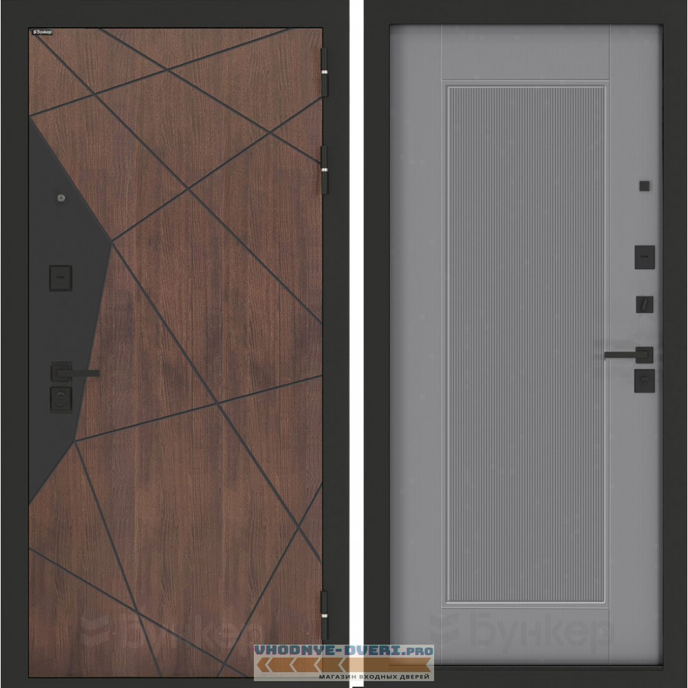 Входная дверь БН-14 с панелью АМСТРОД Серый софт рельеф