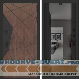 Входная дверь БН-14 с зеркалом (тонировка) ФЛЗ-1 Черный кварц