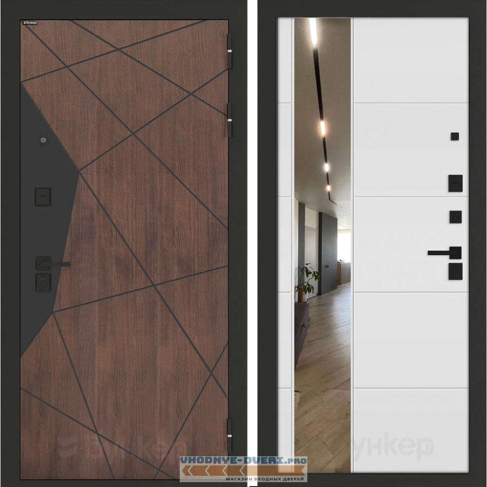 Входная дверь БН-14 с зеркалом ФЛЗ-649 Белый софт