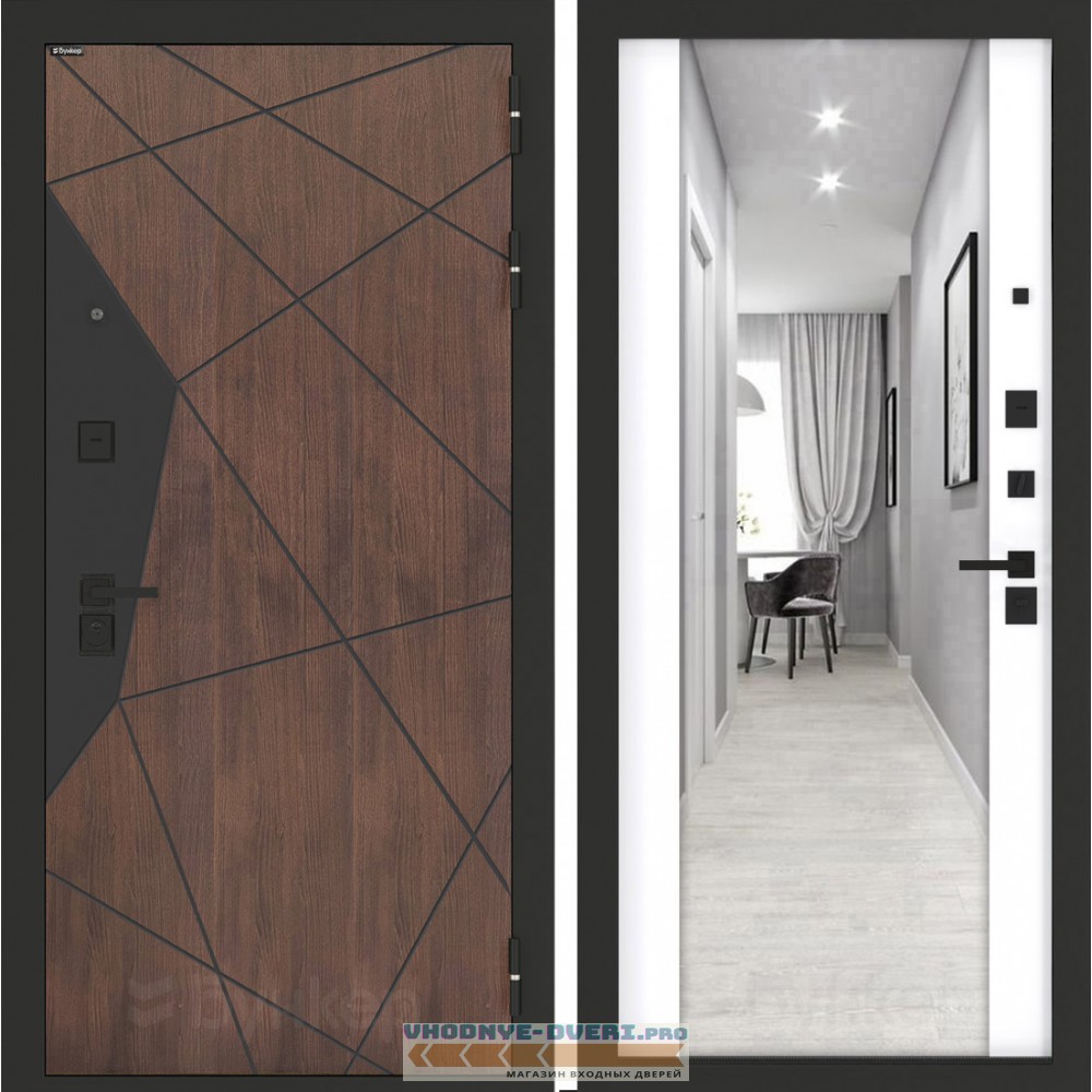 Входная дверь БН-14 с зеркалом ФЛЗ-1 Белый софт