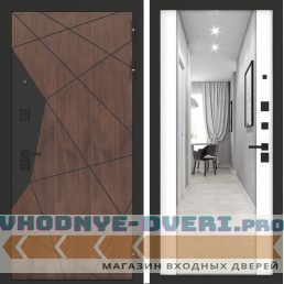 Входная дверь БН-14 с зеркалом ФЛЗ-1 Белый софт