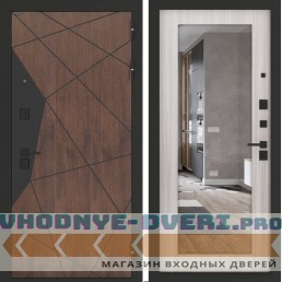 Входная дверь БН-14 с зеркалом ФЛЗ-603 Сандал белый