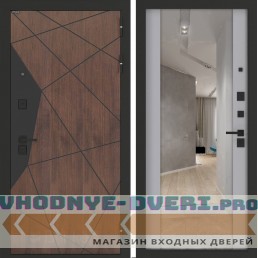 Входная дверь БН-14 с зеркалом ФЛЗ-1 Лайт грей софт