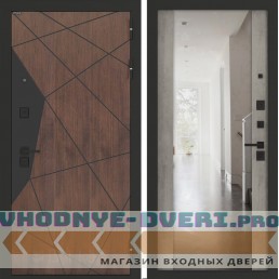 Входная дверь БН-14 с зеркалом ФЛЗ-1 Бетон серый (светлый)