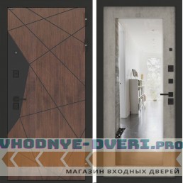 Входная дверь БН-14 с зеркалом ФЛЗ-603 Бетон серый (светлый)