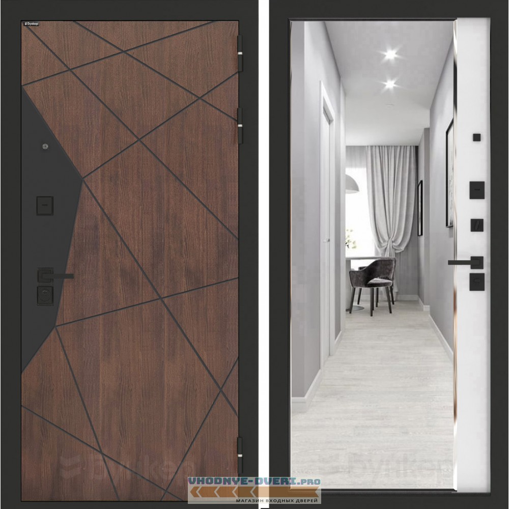 Входная дверь БН-14 с зеркалом ФЛЗ-618 Белый софт