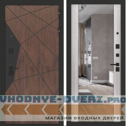 Входная дверь БН-14 с зеркалом ФЛЗ-1 Сандал белый