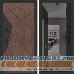 Входная дверь БН-14 с зеркалом (тонировка) ФЛЗ-618 Черный кварц