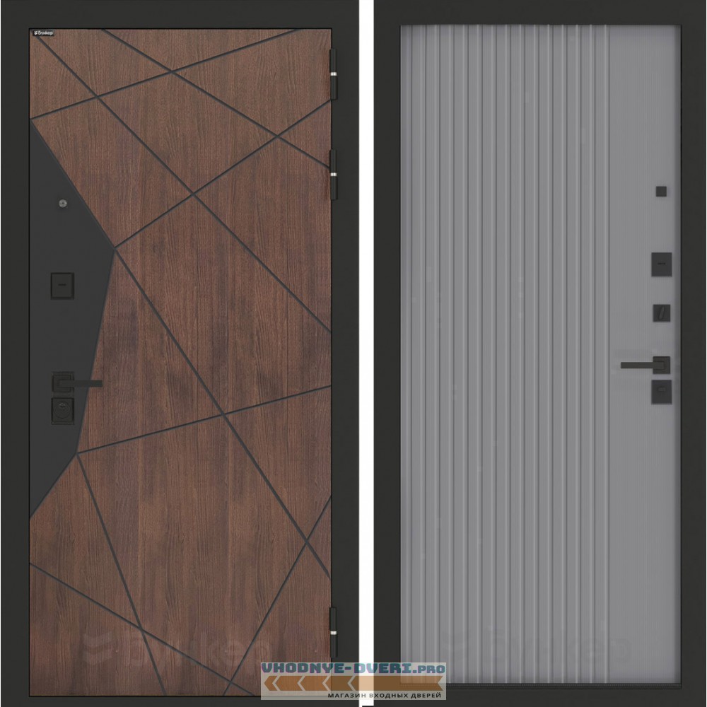 Входная дверь БН-14 с панелью ХОМС Серый софт рельеф