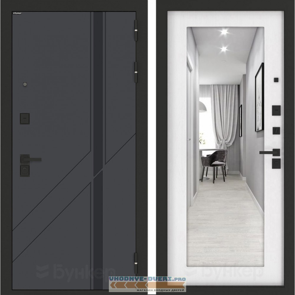 Входная дверь БН-12 с зеркалом ФЛЗ-603 Белое дерево