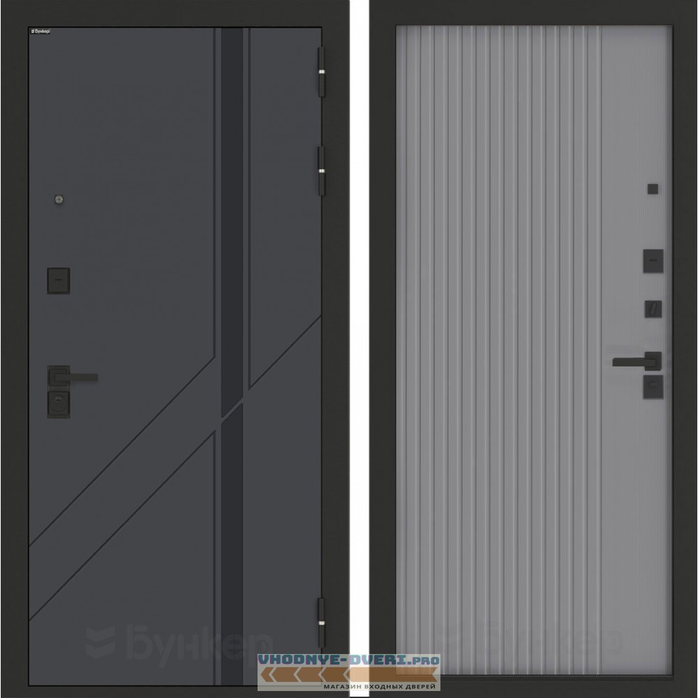 Входная дверь БН-12 с панелью ХОМС Серый софт рельеф