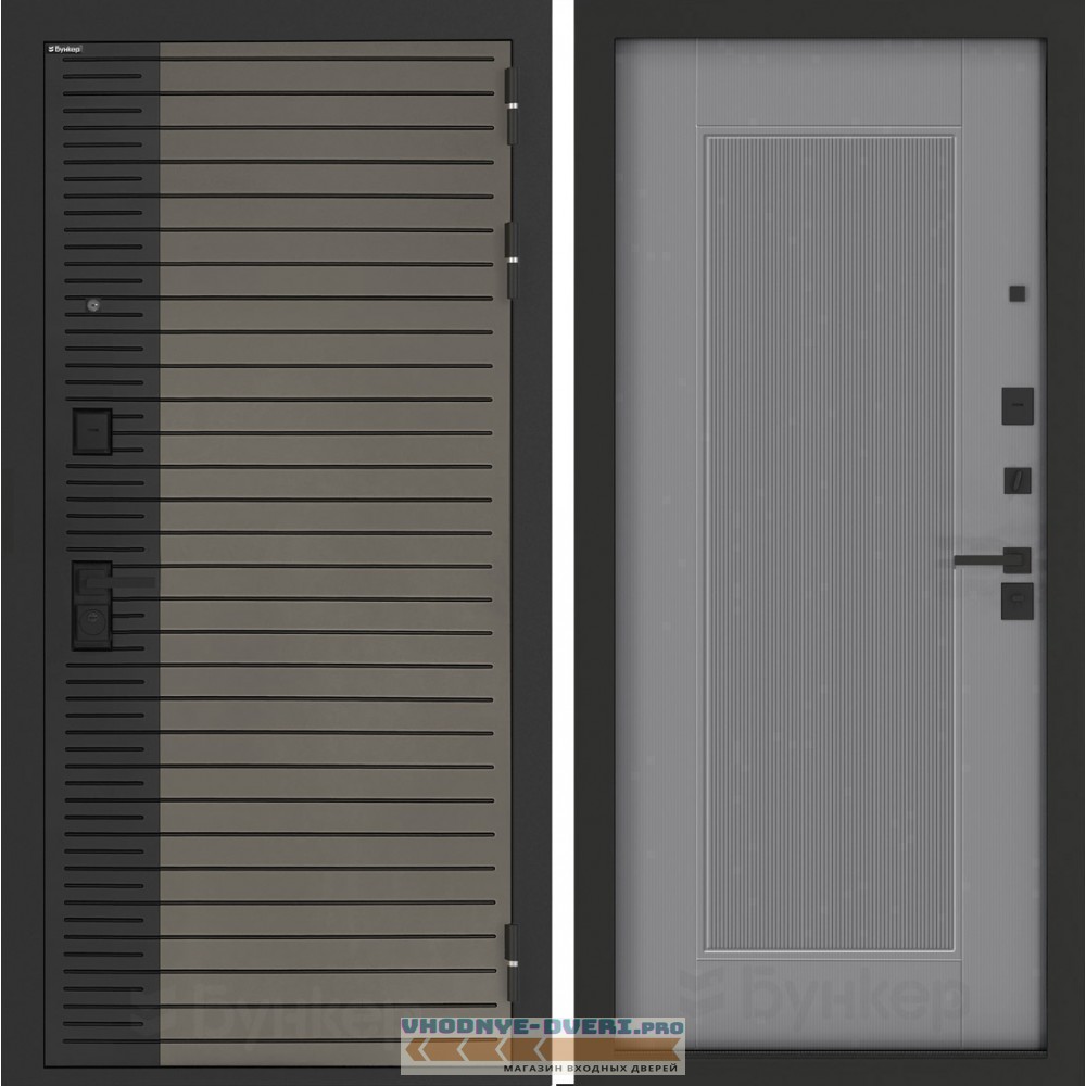 Входная дверь BN-15 с панелью АМСТРОД Серый софт рельеф