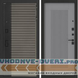 Входная дверь BN-15 с панелью АМСТРОД Серый софт рельеф