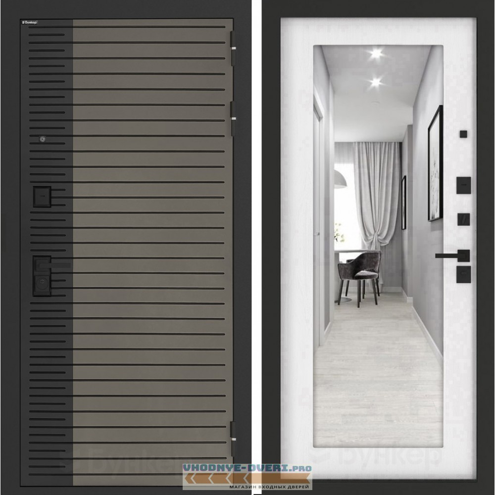 Входная дверь BN-15 с зеркалом ФЛЗ-603 Белое дерево