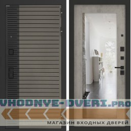 Входная дверь BN-15 с зеркалом ФЛЗ-603 Бетон серый (светлый)