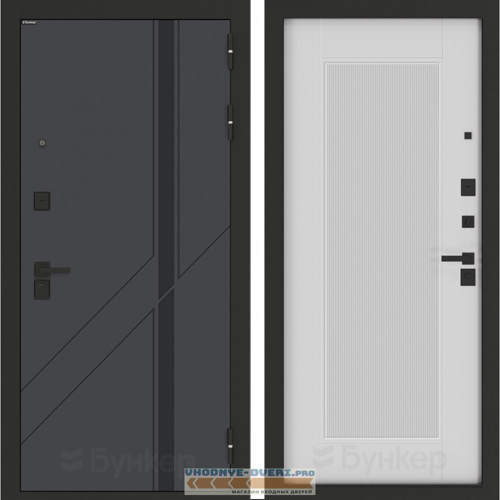 Входная дверь БН-12 с панелью АМСТРОД Белый софт рельеф